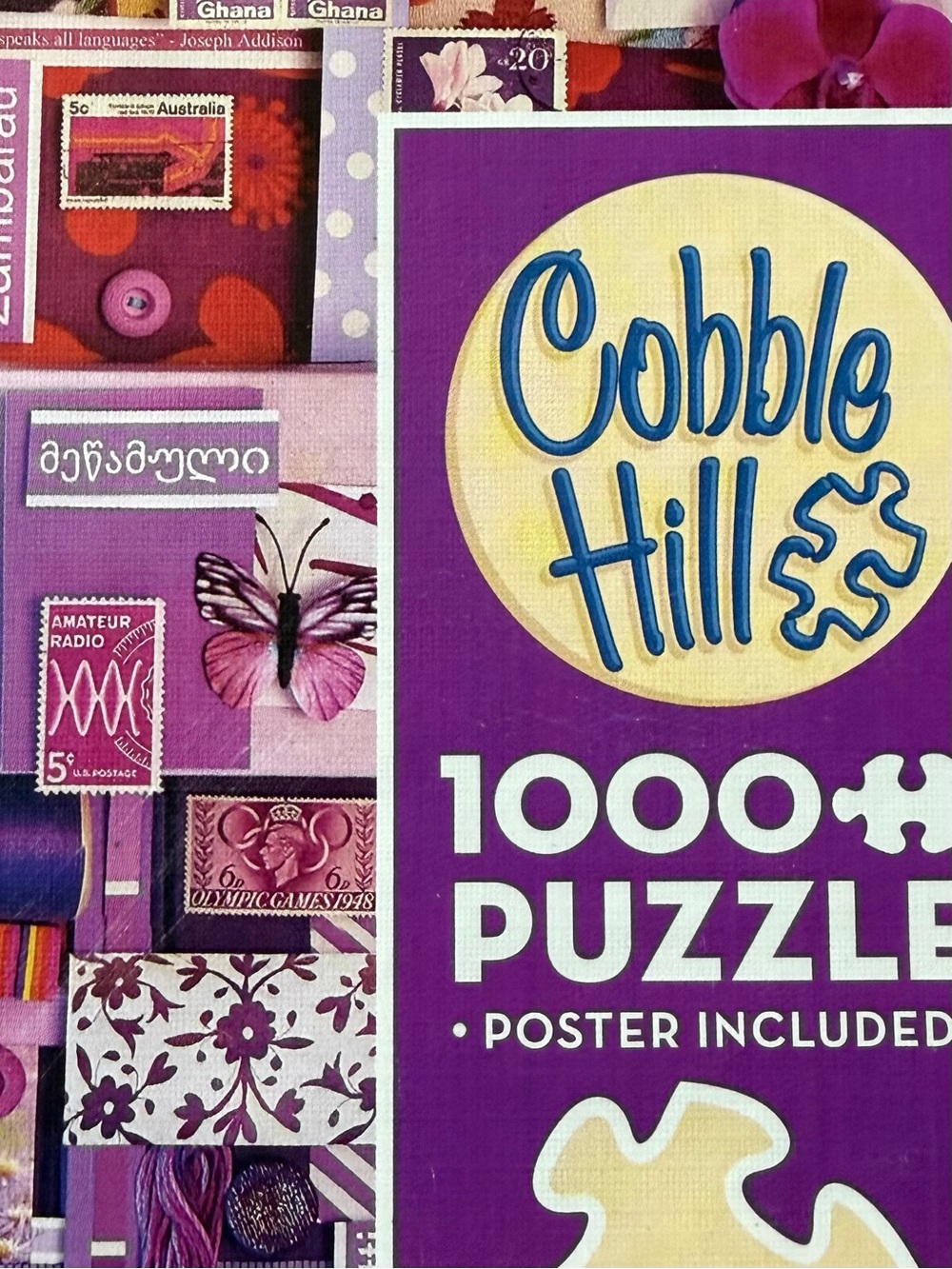 Cobble Hill 1000 Piece Puzzle Purple Collage By Shelley Davies with Poster. - Picture 2 of 7